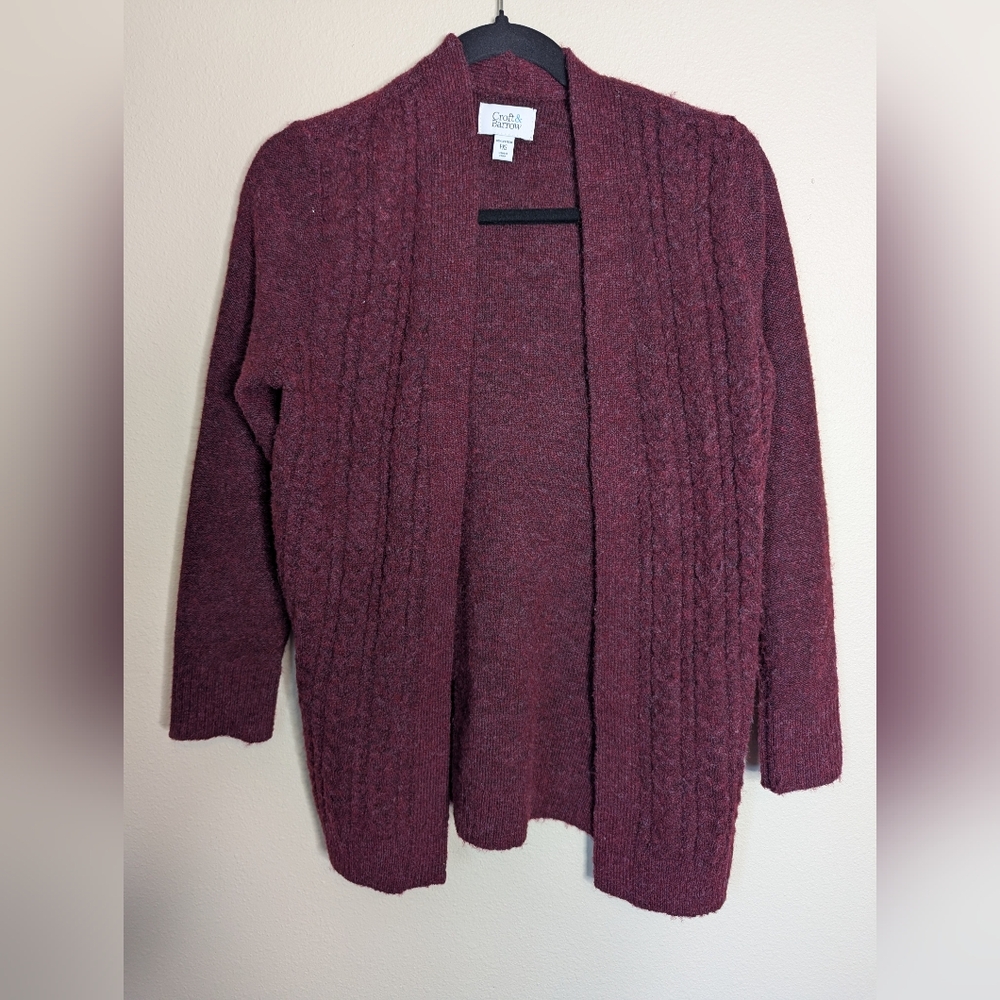 Croft & Barrow Burgundy Knit Cardigan Size PXS